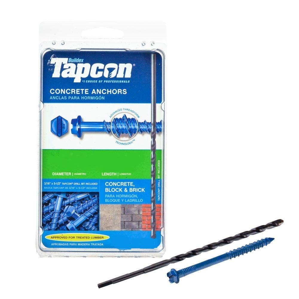 ITW Brands Tapcon Hex Washer Head Concrete Anchors (1/4" X 4" (100 Screws with BIT))