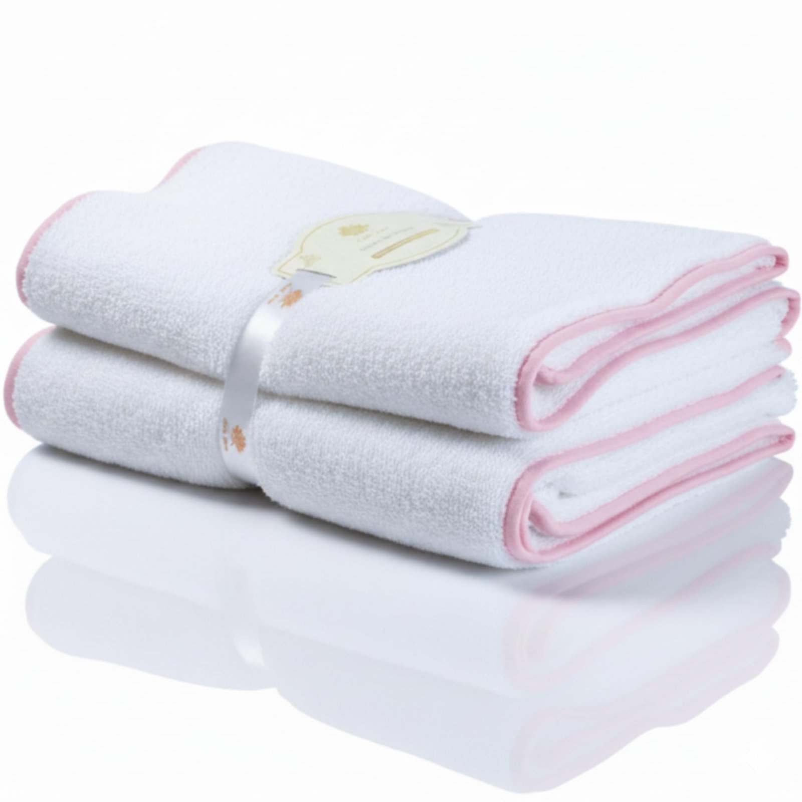 Lotus Linen Scallop Piping Bath Sheet Set of 2, 100% Zero Twist Cotton, Oversized Bath Towel, Ultra Soft Absorbent, Extra Large Towels for Bathroom (Dispenza Blue Piping, Bath Sheet (Pack of 2))
