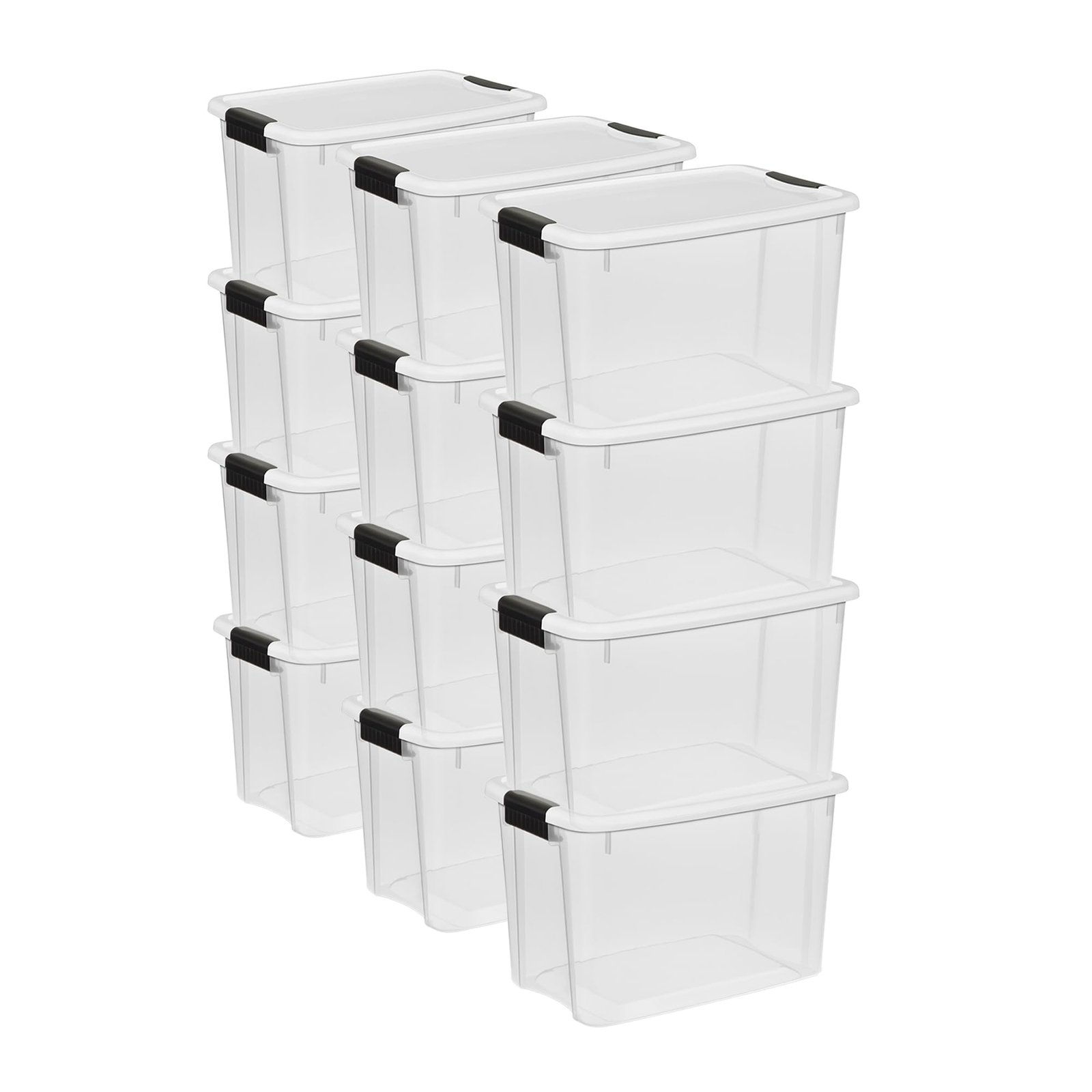 Sterilite Ultra Latch Box with Lids for Home and Office, 30 Quart, 12-Pack