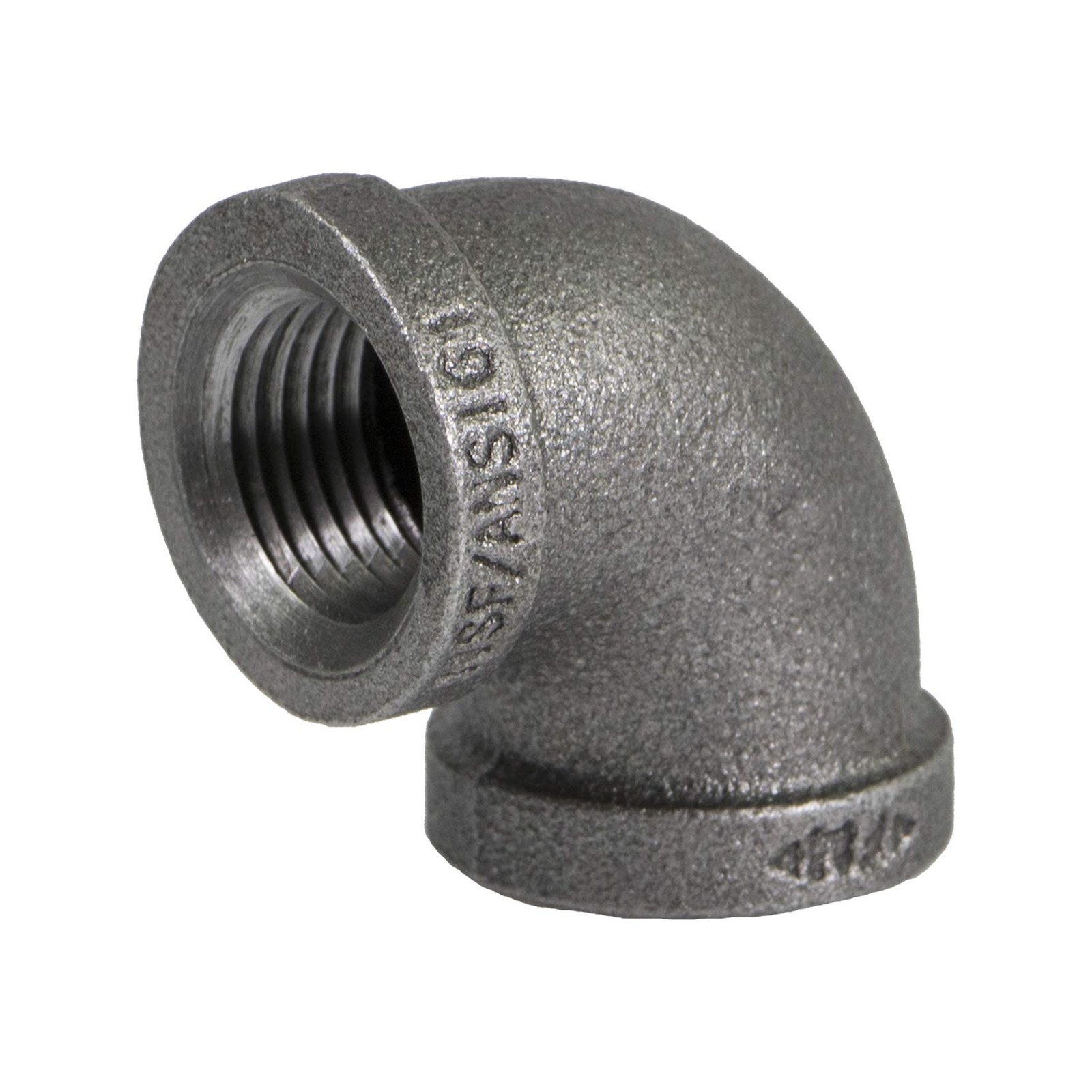 SUPPLY GIANT CNOM0300 3" 90 Degree Malleable Iron Elbow Fitting for High Pressures with Female Thread Connects and Black Finish, 3 in